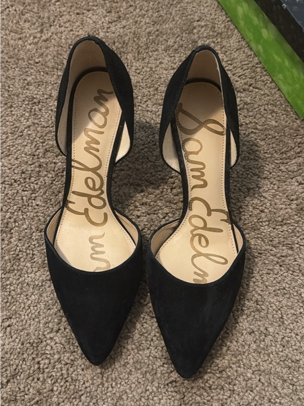 Sam Edelman Black Suede Telsa Pointed Toe Pump